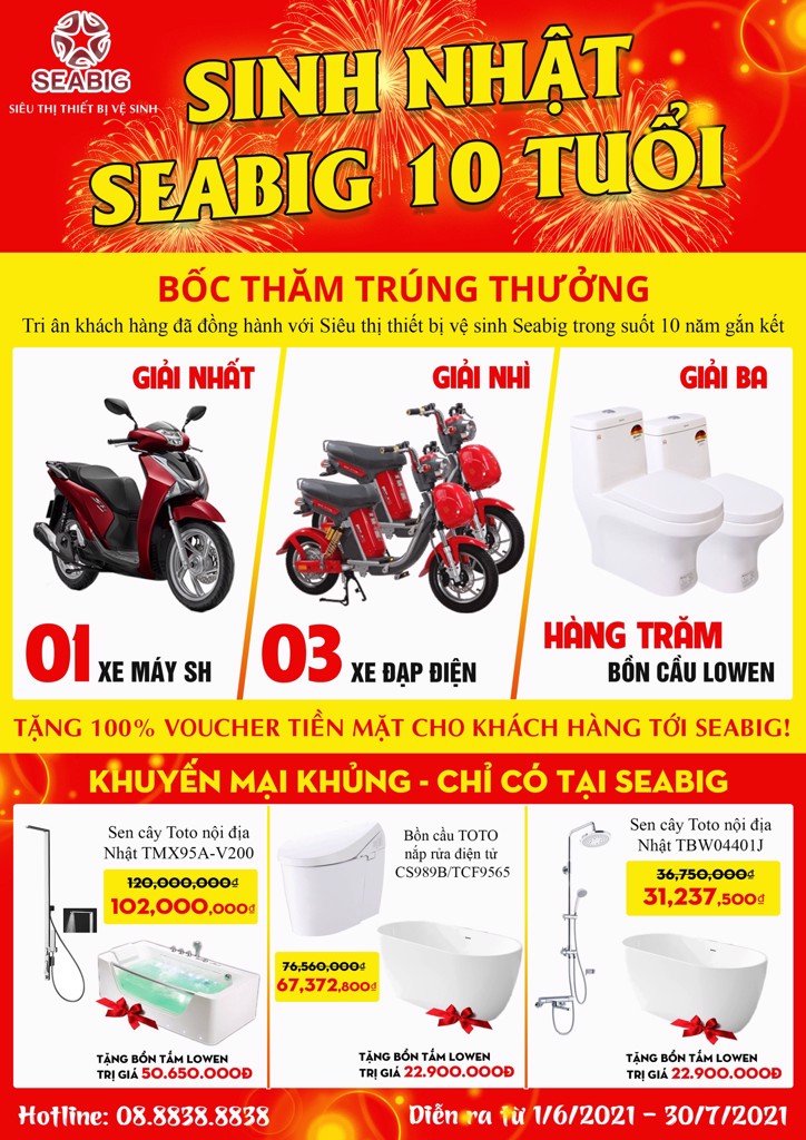 Mua thiết bị vệ sinh TOTO có cơ hội trúng xe SH 